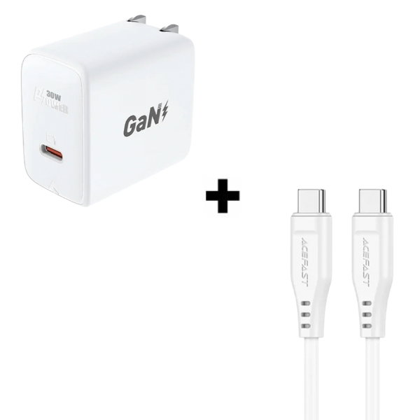 Bộ Combo cáp sạc ACEFAST 30W Type-C to C màu trắng