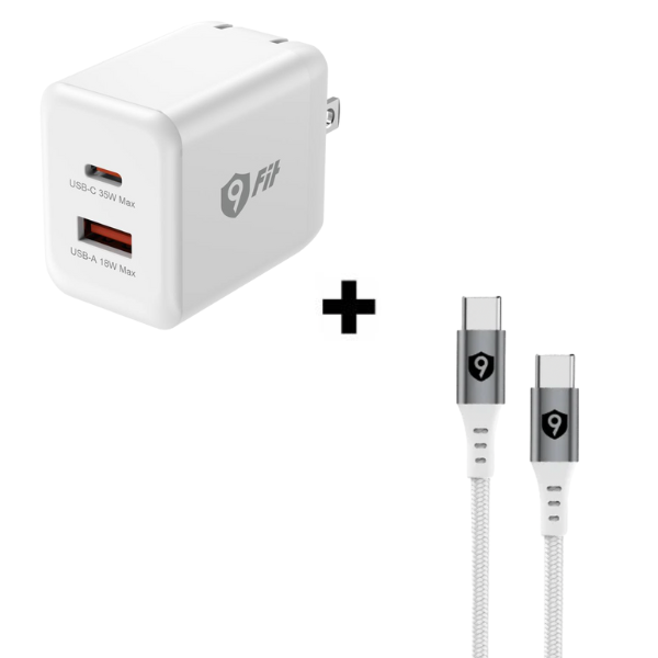 Bộ Combo cáp sạc 9Fit 35W Type-C to Type-C màu trắng