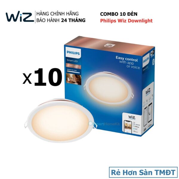 COMBO 10 đèn LED âm trần thông minh WiZ Tunable White Downlight