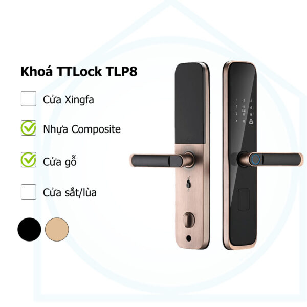 Khóa vân tay thông minh TTLock TLP8 dùng cho cửa gỗ chung cư