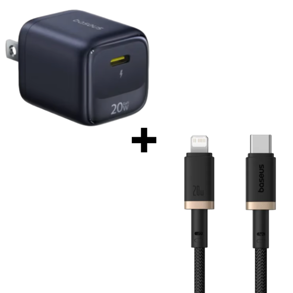 Bộ Combo cáp sạc Baseus 20W USB-C to Lightning (FN22 + Cáp vàng đen)