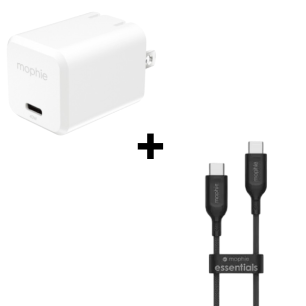 Bộ Combo cáp sạc Mophie 40W Type-C to Type-C (Củ trắng - Cáp đen)