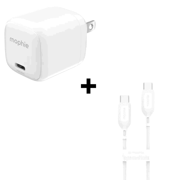 Bộ Combo cáp sạc Mophie Essential 30W Type-C to Type-C màu trắng (V2)