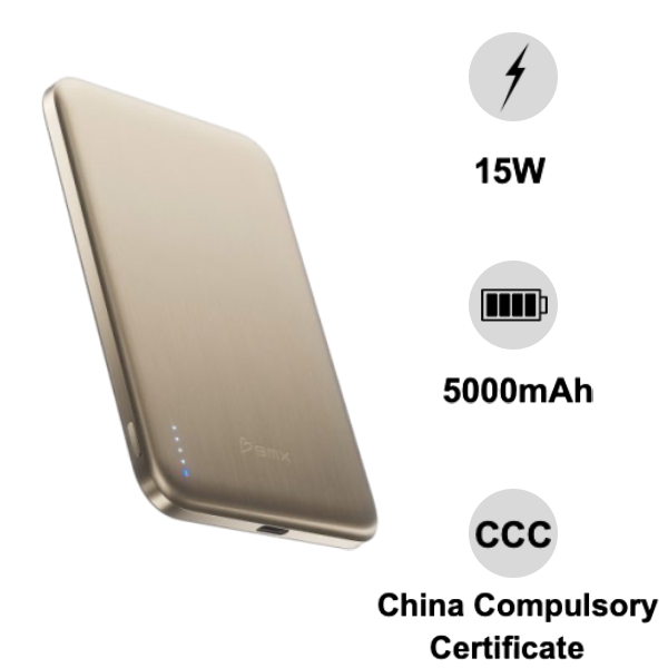 Pin sạc dự phòng thể rắn BMX Titanium 5000mAh Qi2 (Có chứng nhận CCC)